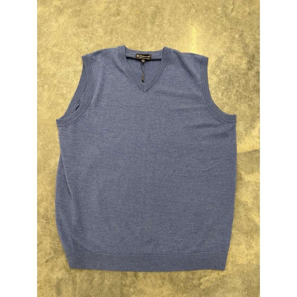 Hart Schaffner Vest Sweater Men's XLT V-Neck 100% Fine Merino‎ Wool Blue NWT